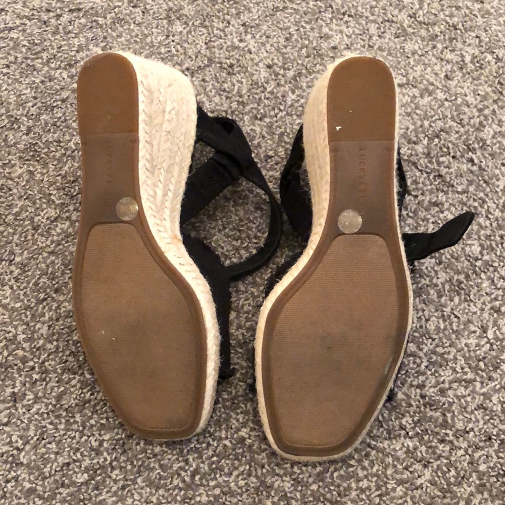 Lucky Brand Black Wedge Sandals - Picture 2 of 6